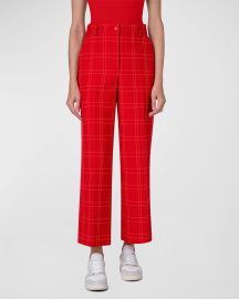 Akris punto Chiara Window Check Cotton-Blend Canvas Straight Ankle Pants at Neiman Marcus