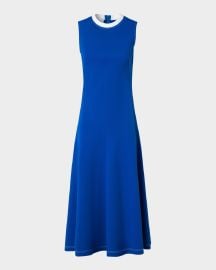 Akris punto Contrast-Neck Sleeveless Signature Jersey Midi Dress at Neiman Marcus