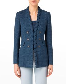 Akris punto Cord Twist Double-Breasted Denim Tweed Blazer at Neiman Marcus