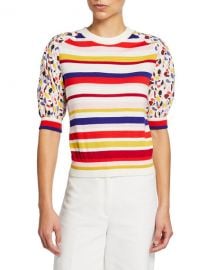 Akris punto Fantasy Knit Puff-Sleeve Shirt at Neiman Marcus