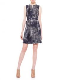 Akris punto Jewel-Neck Pixel-Print Dress at Neiman Marcus