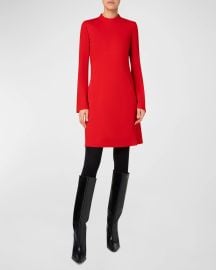 Akris punto Long-Sleeve Jersey A-Line Dress at Neiman Marcus