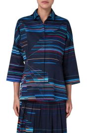 Akris punto Matrix Flower Print Sateen Shirt at Nordstrom