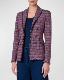 Akris punto Multicolor Grid Check Tweed Double-Breasted Illusion Jacket at Neiman Marcus