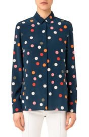 Akris punto Polka Dot Button-Up Silk Blouse at Nordstrom