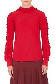 Akris punto Ruched Silk Blouse at Nordstrom