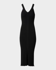 Akris punto V-Neck Viscose Stretch Rib Sleeveless Midi Dress at Neiman Marcus