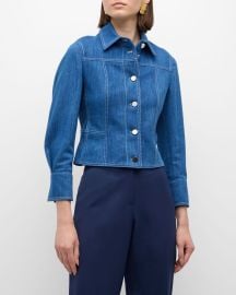 Akris punto Washed Denim Fitted Jacket at Neiman Marcus