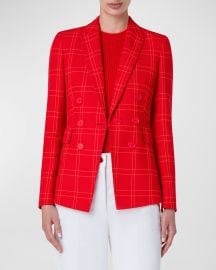 Akris punto Window Check Canvas Blazer Jacket at Neiman Marcus