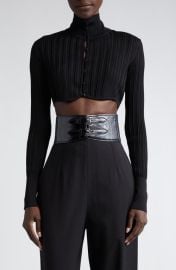 Alaïa Shiny Crinoline Crop Cardigan at Nordstrom