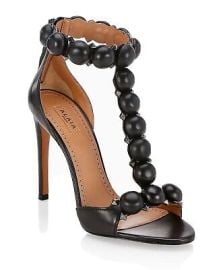 Alaa Bombe T-Strap Leather Black Sandals Size 36 eBay at eBay