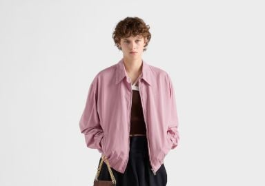 Alabaster Pink Old Gabardine Blouson Jacket PRADA - United States at Prada