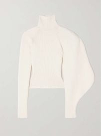 Alaia Asymmetric Ribbed Turtleneck Sweater at Net a Porter