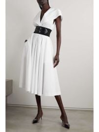 Alaia Belted Long Sleeve Cotton Midi Dress at Net a Porter