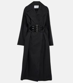 Alaia Black Belted Trench Coat at Mytheresa