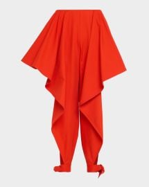 Alaia Cotton Gabardine Ruffle Paneled Ankle Tie Pants at Neiman Marcus