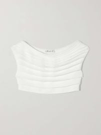 Alaia Cropped Layered Stretch knit Top at Net a Porter