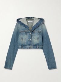 Alaia Cropped hooded denim jacket at Net a Porter