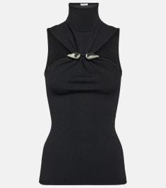 Alaia Embellished Knitted Turtleneck Tank at Mytheresa