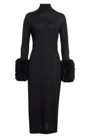 Alaia Faux shearling trimmed virgin wool midi dress at Nordstrom