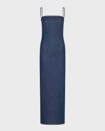 Alaia Fitted Denim Long Tank Dress in Bleu Denim at Neiman Marcus