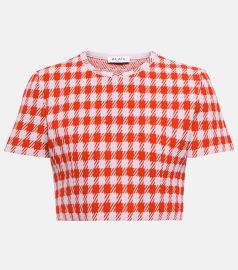 Alaia Houndstooth cropped top at Mytheresa