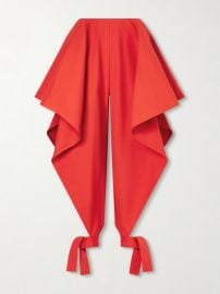Alaia Paneled ruffled cotton gabardine wide leg pants at Net a Porter