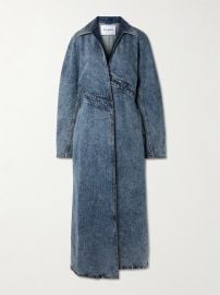 Alaia Spiral Asymmetric Denim Coat at Net a Porter