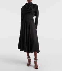 Alaia Tie neck Silk blend Midi Dress at Mytheresa