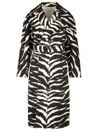 Alaia Zebra Printed Belted Trench Coat at Cettire