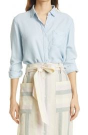 Alana Raw Hem Chambray Long Sleeve Button-Up Shirt at Nordstrom