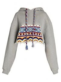 Alanui - Knit Pocket Cotton  amp  Cashmere Cropped Hoodie at Saks Fifth Avenue