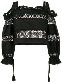 Alberta Ferretti Lace Embroidery Off Shoulder Top at Farfetch