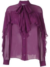 Alberta Ferretti Ruffled Silk Blouse - at Farfetch