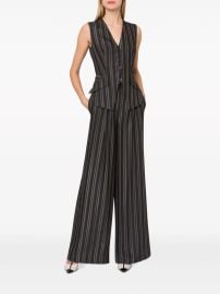 Alberta Ferretti Striped Viscose Knit Jumpsuit in Dark Grey at Farfetch