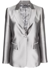 Alberta Ferretti long-sleeved Satin single-breasted Blazer Grey at Farfetch