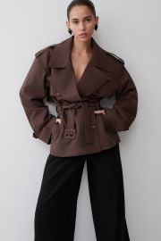 Alden Short Trench Jacket - Chocolate at Meshki