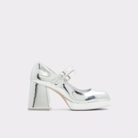 Aldo Manda Heeled Mary Janes in Silver at Aldo