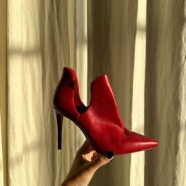 Aldo Shoes Aldo Red Leather Pointy Ankle Boots With Cutout Size 9 Poshmark at Poshmark
