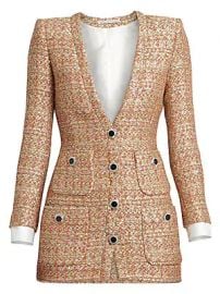 Alessandra Rich - Dressing For Pleasure V-Neck Sequin Tweed Mini Dress at Saks Fifth Avenue