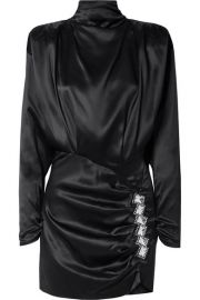 Alessandra Rich - Embellished open-back ruched satin mini dress at Net A Porter