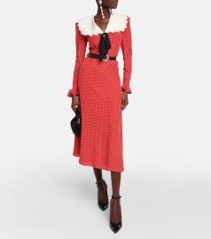 Alessandra Rich - Polka-dotted silk midi dress at Mytheresa