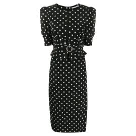 Alessandra Rich Black Polka Dot Fitted Silk Dress IT46 US10 For Sale at 1stDibs at 1st Dibs