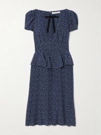 Alessandra Rich Bow detailed ruffled polka dot silk midi dress at Net a Porter