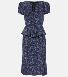 Alessandra Rich Bow detailed ruffled polka dot silk midi dress at Mytheresa