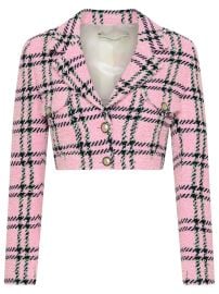 Alessandra Rich Checked Buttoned Cropped Blazer at Cettire