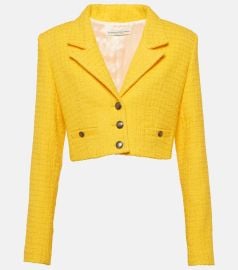 Alessandra Rich Cropped boucl tweed blazer at Mytheresa