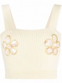 Alessandra Rich Cropped floral-applique mohair-blend Top - Farfetch at Farfetch