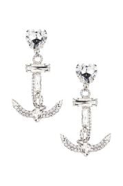 Alessandra Rich Crystal Anchor Earrings in Silver FWRD at FWRD