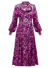 Alessandra Rich Crystal Buckle Leopard Print Silk Midi Dress at Matches